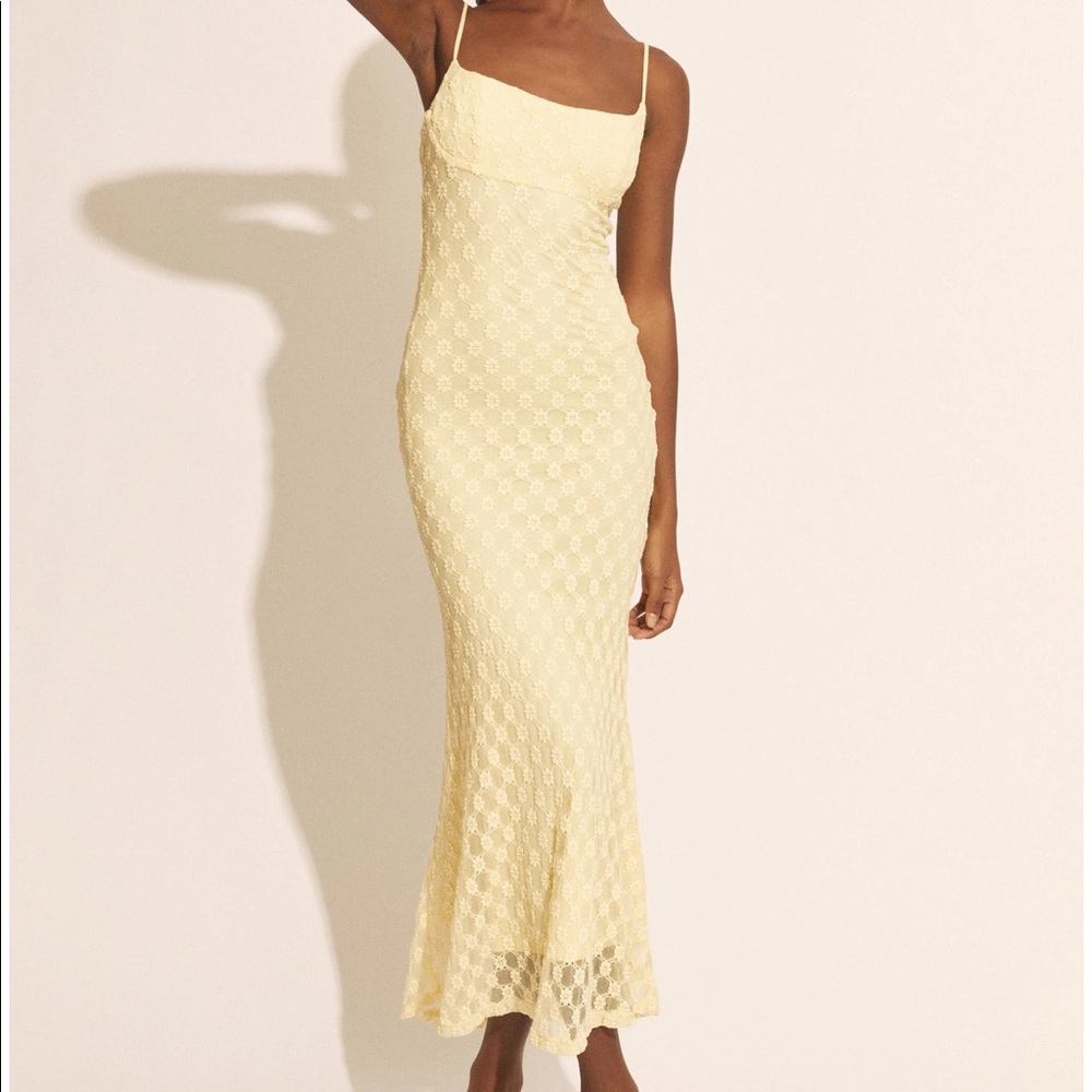 BARDOT Mesh Midi Dress In Canary Yellow